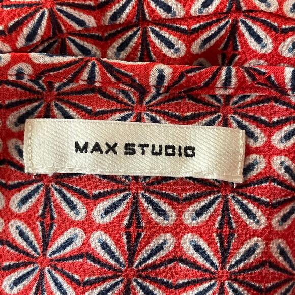 Max Studio Midi Wrap Dress Womens LARGE Ruffled Asymmetric Hem Feminine Romantic - Picture 8 of 11